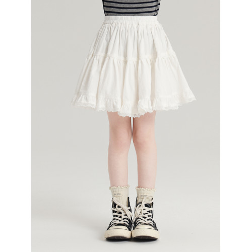 布丁哈魯童裝女童裙子2026夏季新款兒童白色百搭洋氣半身A字裙