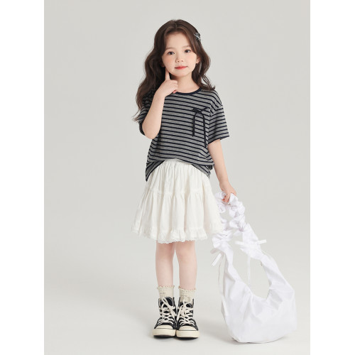 布丁哈魯童裝女童裙子2026夏季新款兒童白色百搭洋氣半身A字裙