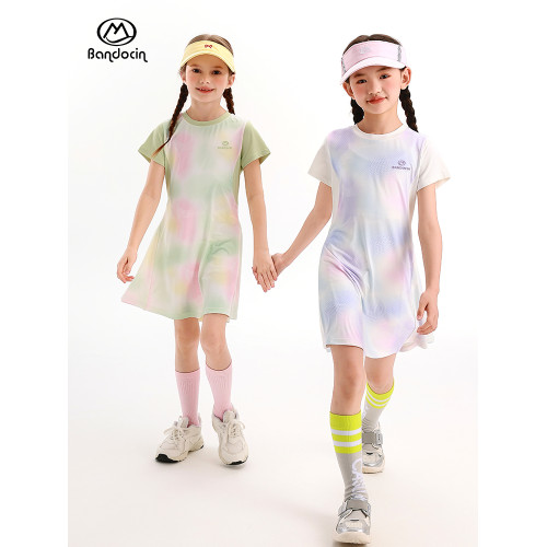 半度閒女童運動連衣裙夏季薄款透氣2025新款女孩吸溼排汗輕氧裙子
