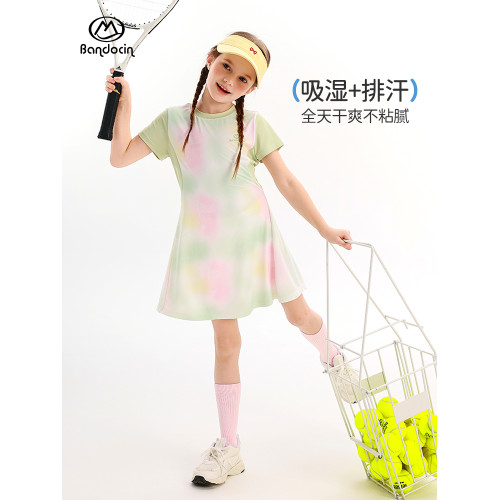 半度閒女童運動連衣裙夏季薄款透氣2025新款女孩吸溼排汗輕氧裙子