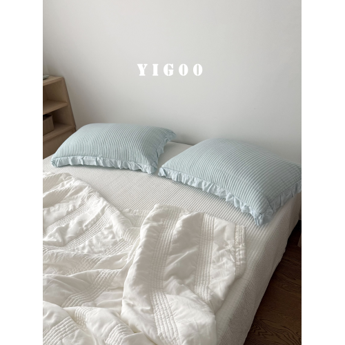 【韓國百搭枕套單品】簡約木耳花邊莫代爾絎縫枕頭套單個48*74