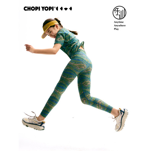 chopiyopi【紙片皮】女童防曬速乾運動打底褲夏季新款印花緊身褲