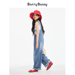 BarryBanny女童純棉背帶褲2025夏季新款中大童兒童百搭牛仔連體褲