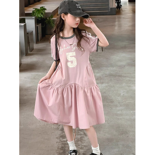 REY韓國女童連衣裙夏季2025新款女孩中大童休閒公主裙兒童夏裝