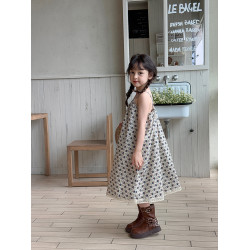 柒號童倉女大童韓版洋氣碎花吊帶裙夏裝新款女童田園風波點連衣裙