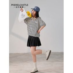 【CC家居控】女童夏季條紋短袖t恤韓系甜美上衣女大童衣服C4937
