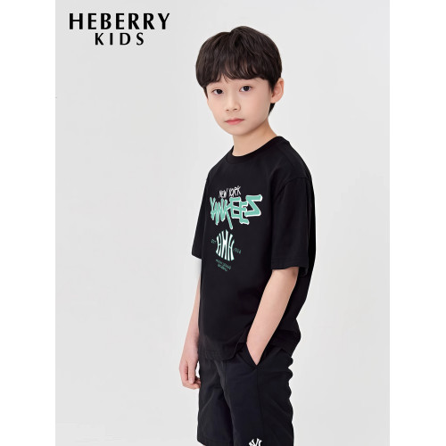 英國HEBERRY KIDS男童短袖T恤純棉2025新款中大童圓領百搭上衣夏