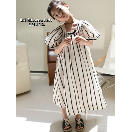 名媛風洋氣女孩裙子2025新款童裝女童夏裝公主裙慵懶風兒童連衣裙