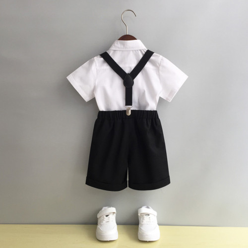 男童禮服男孩幼兒園大合唱演出服短袖背帶褲套裝英倫風春夏小