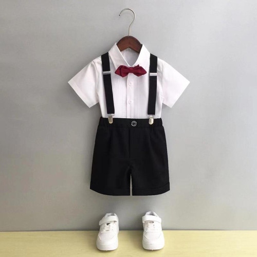 男童禮服男孩幼兒園大合唱演出服短袖背帶褲套裝英倫風春夏小
