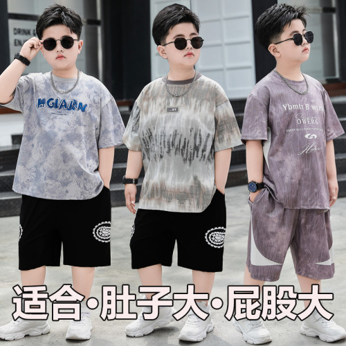 小胖墩胖童裝男童速乾短袖套裝加肥加大中大童冰絲運動夏款兩件套