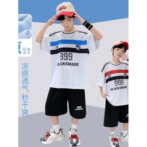 冰絲速乾男童球衣套裝2025新款夏季男童籃球運動服