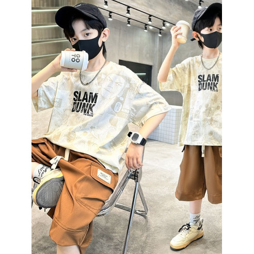 男童夏季套裝2025新款中大童運動薄款短袖炸街男孩夏天衣服兩件套