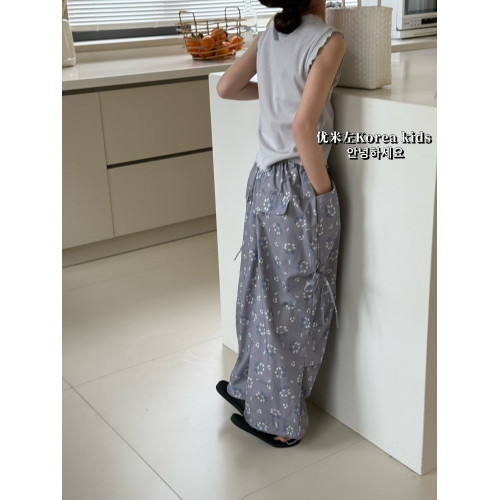 女童碎花褲2025新款洋氣兒童夏裝休閒褲女孩寬松直筒褲蝴蝶結褲子