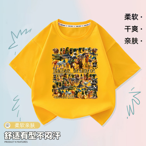 通通哥木棍人衣服兒童t恤抽象國外山海經短袖中大男童夏裝半袖衫3