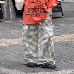 兒童褲子2025夏款男童格子寬松濶腿褲中童薄款長褲輕薄防蚊褲韓版