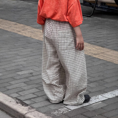 兒童褲子2025夏款男童格子寬松濶腿褲中童薄款長褲輕薄防蚊褲韓版
