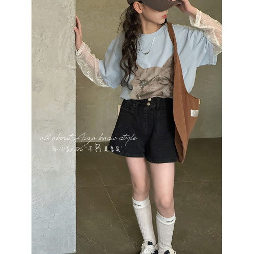 孫小美kids女童牛仔短褲2025夏裝新款兒童高腰褲子女大童春夏熱褲