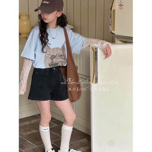 孫小美kids女童牛仔短褲2025夏裝新款兒童高腰褲子女大童春夏熱褲