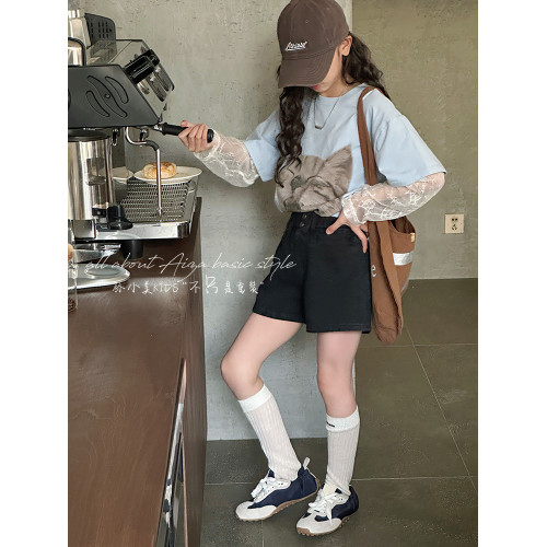 孫小美kids女童牛仔短褲2025夏裝新款兒童高腰褲子女大童春夏熱褲