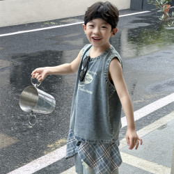兒童背心2025新款男孩帥氣百搭夏裝男童韓版薄款洋氣無袖牛仔上衣