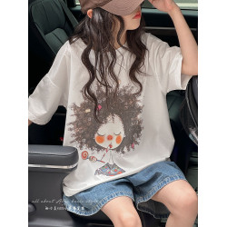 韓國童裝女童夏季短袖T恤2025新款兒童寬鬆上衣女大童洋氣半袖潮t