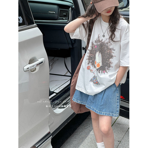 韓國童裝女童夏季短袖T恤2025新款兒童寬鬆上衣女大童洋氣半袖潮t