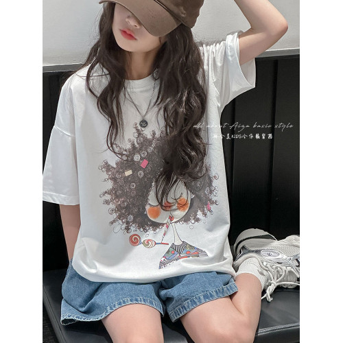 韓國童裝女童夏季短袖T恤2025新款兒童寬鬆上衣女大童洋氣半袖潮t