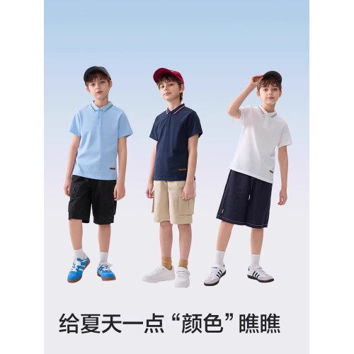 巴拉巴拉男童短袖t恤兒童涼感上衣中大童POLO衫2025新款夏季童裝