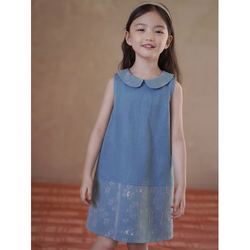 哈齒童裝夏季新款兒童復古牛仔裙女童娃娃裙甜美可愛背心裙中大童
