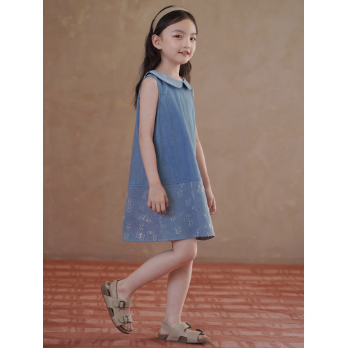 哈齒童裝夏季新款兒童復古牛仔裙女童娃娃裙甜美可愛背心裙中大童