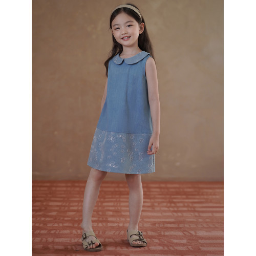 哈齒童裝夏季新款兒童復古牛仔裙女童娃娃裙甜美可愛背心裙中大童