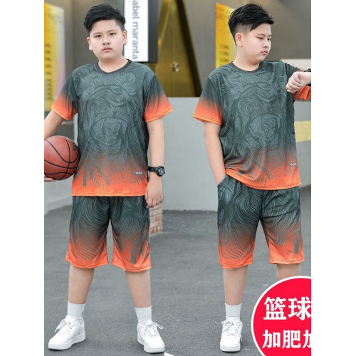 安哼安哼胖男童無袖運動套裝男孩新款加肥加大中大童速乾背心籃球