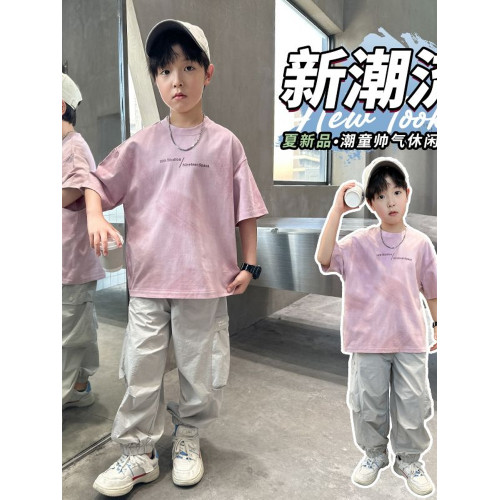 兒童裝男童夏裝套裝2025新款酷帥運動大童薄款短袖長褲男孩夏季潮