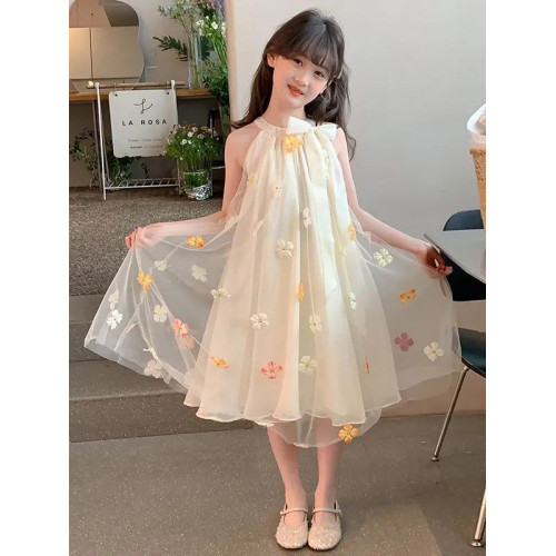 女童2025新款連衣裙夏裝洋氣兒童夏季裙子小女孩公主裙無袖紗裙