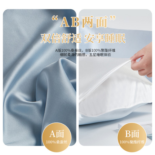 19姆真絲枕套純色繽紛夏絲綢綉花單人AB版桑蠶絲枕套加厚枕頭套