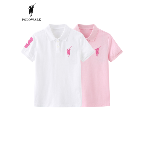 POLOWALK童裝女童短袖POLO衫夏季新款保羅兒童運動風翻領t恤上衣