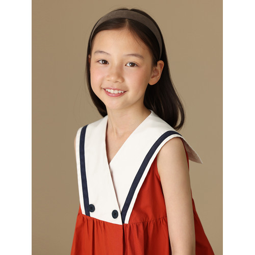 哈齒童裝夏季親膚全棉紅色背心裙兒童學院禮服裙女童連衣裙中大童