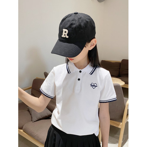 兒童POLO衫女童夏裝短袖t恤純棉童裝學院風有領T恤衫上衣2025新款