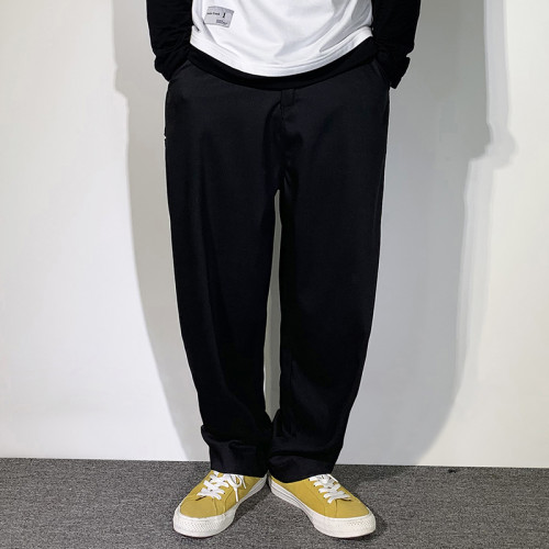 HEY MAN日系復古垂感濶腿褲長褲子男 百搭純色潮流寬松休閒直筒褲