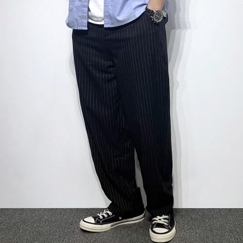 HEY MAN日系復古垂感濶腿褲長褲子男 百搭純色潮流寬松休閒直筒褲
