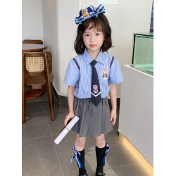 兔子警官硃迪女童連衣裙夏裝新款洋氣兒童JK套裝製服裙學院風裙子