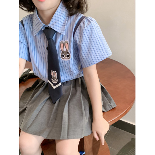 兔子警官硃迪女童連衣裙夏裝新款洋氣兒童JK套裝製服裙學院風裙子