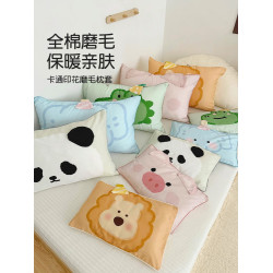 卡通全棉磨毛枕套兒童枕頭套純棉學生乳膠枕芯套保暖枕巾寶寶冬季
