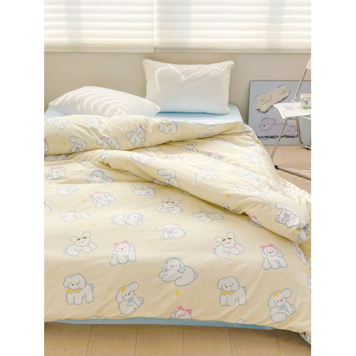 黃油比熊 新疆棉全棉被套舒服被罩純棉單雙人 原創可愛小狗奶油風