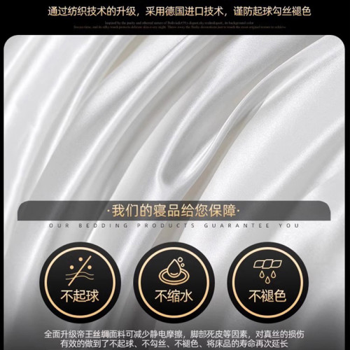 高檔重磅貢緞絲綢被套單件水洗真絲滑裸睡冰絲天絲親膚被罩三件套
