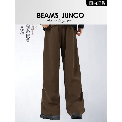 BEAMS JUNCO春季日系復古休閒褲男寬松直筒濶腿褲商務長褲小西褲