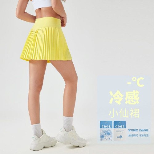 Luxtre新品水冷降溫彈力時尚百褶裙雙層防走光三分運動褲裙DK383