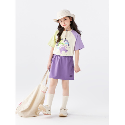 左西童裝女童T恤短袖夏季兒童夏裝套裝2025新款女孩大童半袖短裙