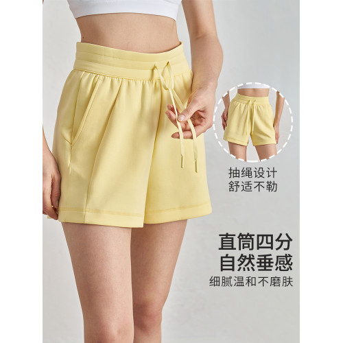 瑜伽短褲女2025夏季空氣層抽繩四分運動褲直筒修身百搭健身休閒褲